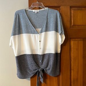 Button Up Knit Short Sleeved Top